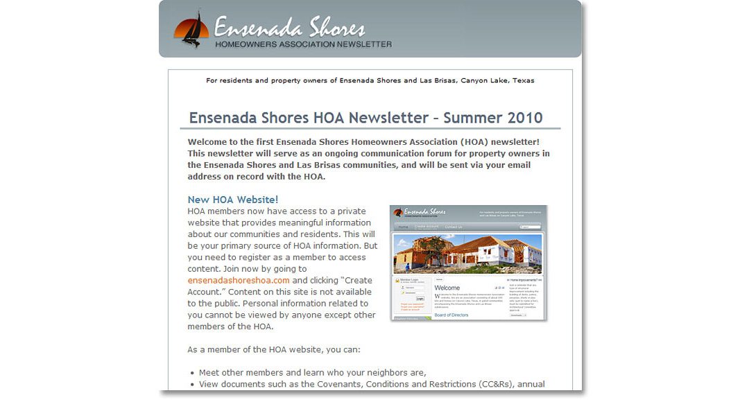 Homeowners Assoc. e-Newsletter