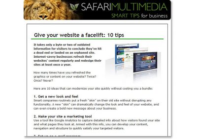 Safari SmartTips e-Newsletter